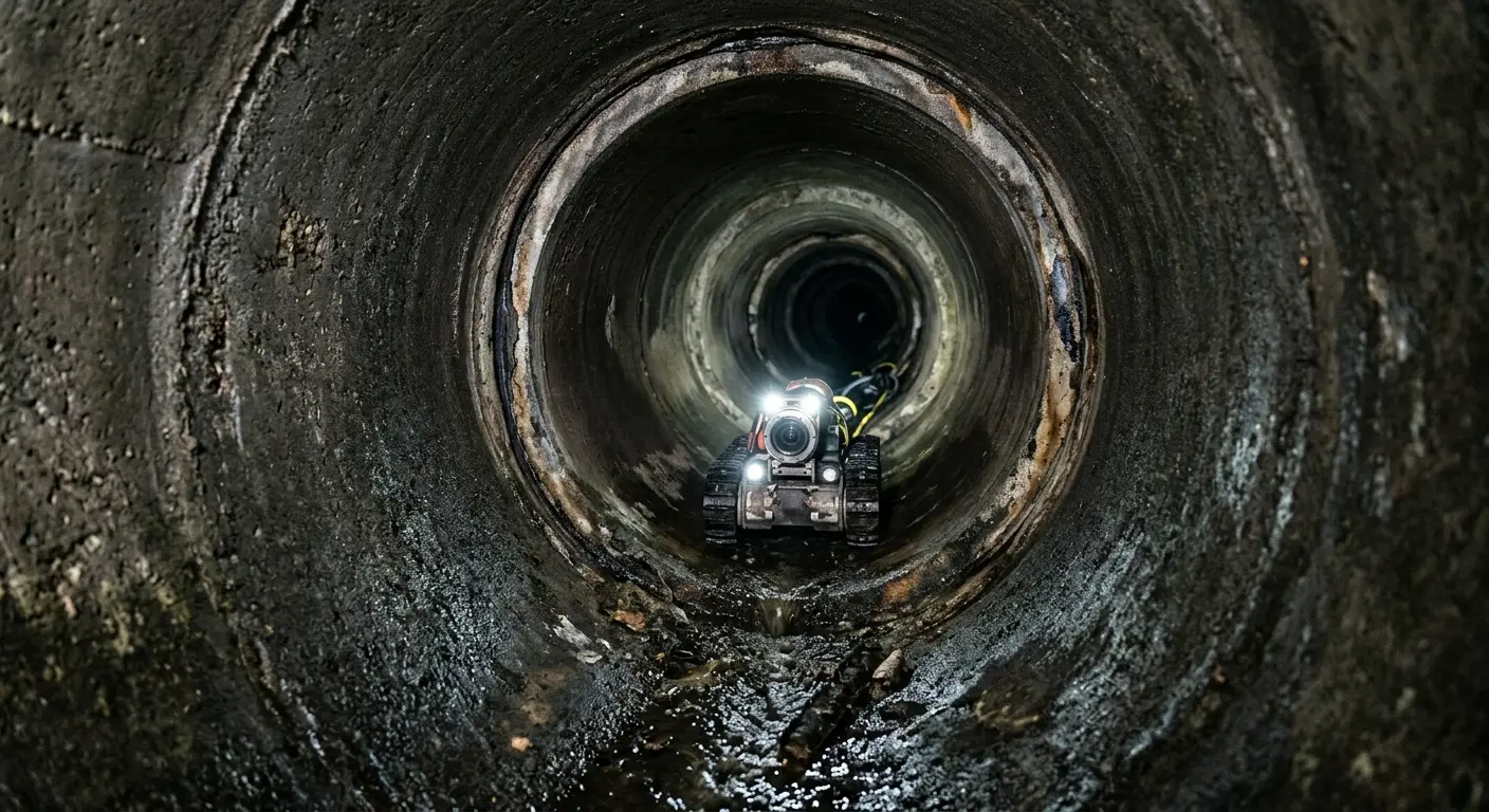 Robotic sewer camera inspecting pipe interior for Drain Snake Service in Granbury